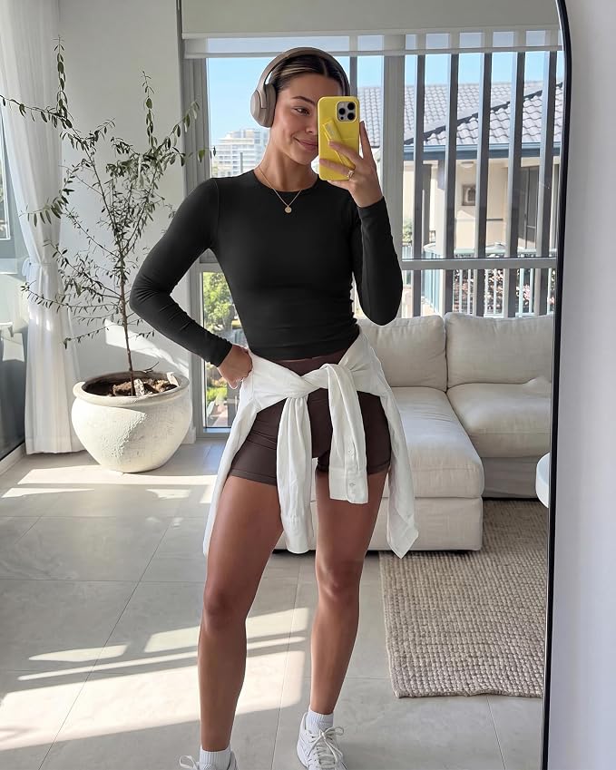 GAYHAY Long Sleeve Shirts for Women Tops Fitted Clothes Fall Fashion 2026 | Basic Tees, Girls School Outfits, Y2k Winter Tshirt, Tight Underscrub, Workout Casual, Cute Trendy Plain Compression Layering