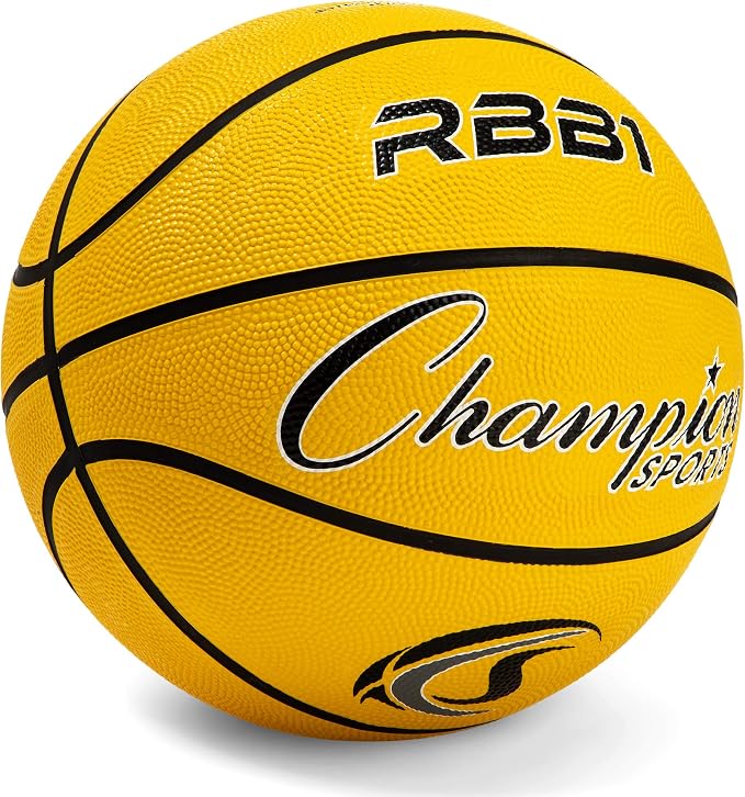 Champion Sports Rubber Basketballs – Durable Indoor & Outdoor Training & Recreational Game Balls, Multiple Sizes & Colors