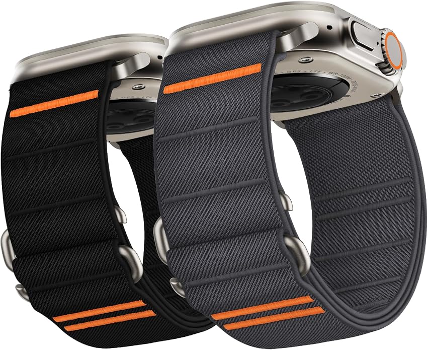 Suitisbest 2 Pack Sport Band Compatible with Apple Watch Ultra Band 49mm 46mm 45mm 44mm 42mm 41mm 40mm 38mm, Stretchy Sport Loop Strap for iWatch Series 11 10 9 8 7 6 5 4 3 2 1, SE 3 2 1, Ultra 3 2 1