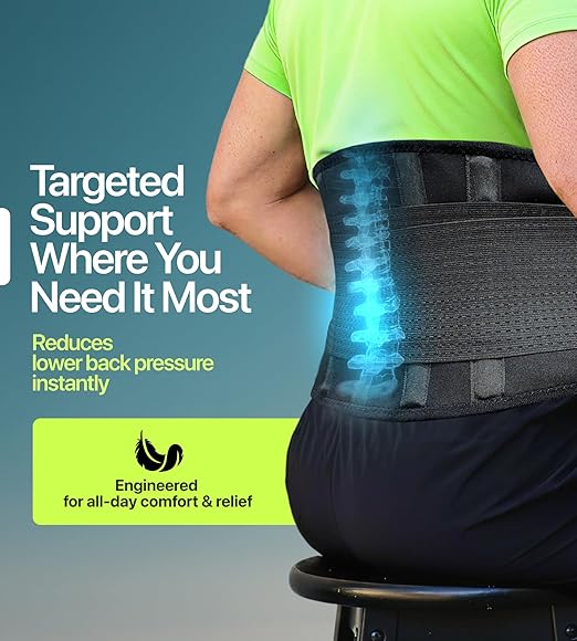Back Brace for Lower Back Pain Relief – Adjustable Lumbar Support Belt for Women & Men, Lower Back Support for Herniated Disc, Sciatica & Heavy Lifting, Workout Back Support Brace, Size S