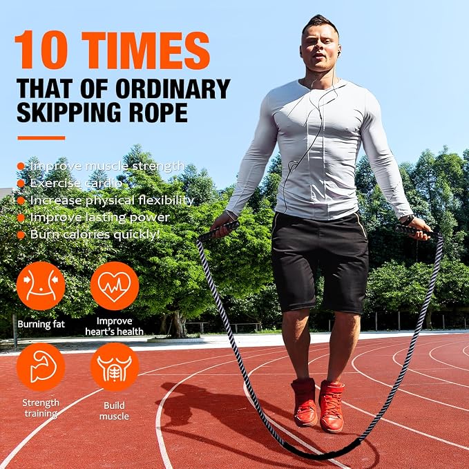 HOXWC Jump Rope, Weighted Jump Rope for Fitness, Heavy Skipping Ropes for Men Women, Home Gym Workout Equipment Set, Suitable for Boxing, Cardio, Training Muscles, Full Body Exercise Weight Loss at Home