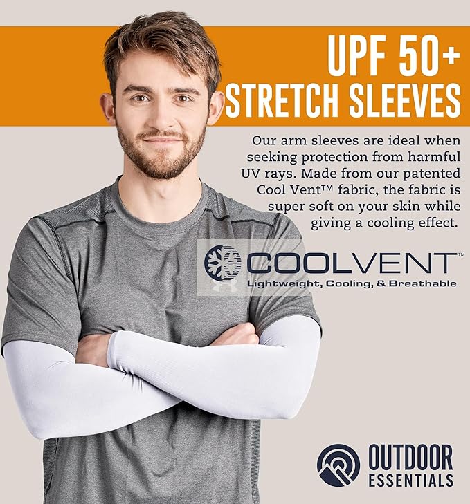 OutdoorEssentials UV Sun Sleeves for Men & Women, Cooling Arm Sleeves UPF 50+ | Golf, Tattoo Cover Up, Sun Protection