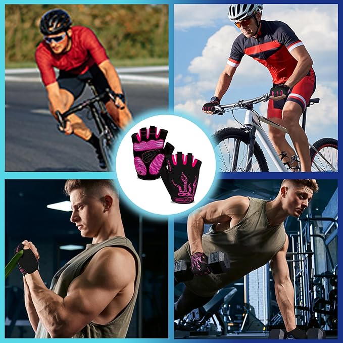 Cycling Gloves Bike Bicycle Gloves, Half Finger 5MM Gel Anti-Slip | Biking Gloves for Men Women Gym workout exercise Motorcycle Hiking Rowing Outdoor Sports