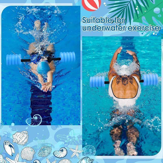 Soulchen Long Aquatic Exercise Dumbbells Pool Exercise Foam Water Weights Dumbbell Aquatic Pool Barbells with High Density EVA Foam for Swim Water Aerobics Workouts Loss