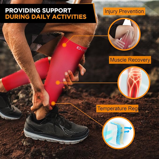 Doc Miller Compression Calf Sleeve for Men & Women, 20-30mmHg | Graduated Support for Running, Shin Splints, Calf Strain, Knee High, Small to 6XL Plus Size
