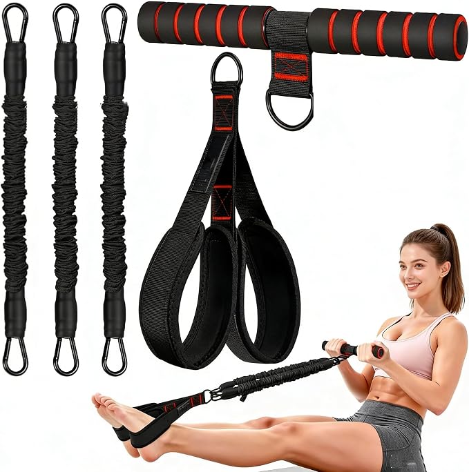 Generic Heavy Duty Resistance Bands Set, Black | Upgraded Steel Handles, Exercise Tube Bands, Home Workout & Strength Training, Portable with Carrying Bag