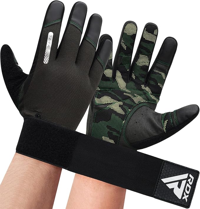 RDX Weight Lifting Gloves with Wrist Support -Touch Screen Full Finger Gym Workout, Breathable Anti Slip Padded Grip, Men Women Fitness Training, Powerlifting Bodybuilding HIIT Exercise Weightlifting