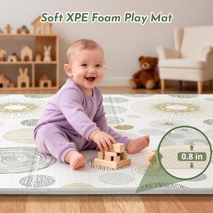 Baby Play Mat,79"x71" Extra Large Foldable Play Mat,Foam Play Mat for Baby | Reversible Baby Play Mats for Floor, Soft Baby Crawling Mat,Non-Toxic Tummy Time for Babies and Toddlers, Waterproof Playmat