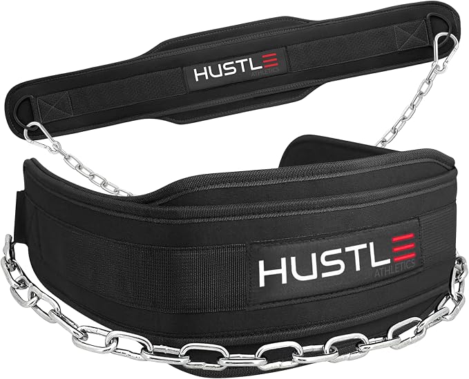 Dip Belt with Chain for Weightlifting – 42in Steel Belt Chain, 7in Padded Back Support, 400lb Capacity – Weighted Belt for Pullups, Dips, Squats – Heavy Duty Weight Belt for Men and Women