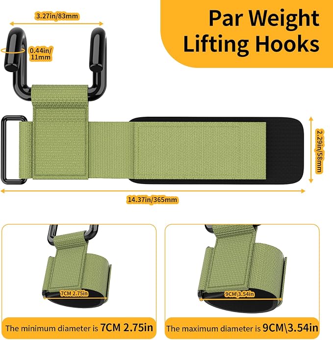 GPANDAG Weight Lifting Hooks for Men and Women (Pair) | 330 LB Heavy Duty Gym Lifting Wrist Strap Hook for Deadlifts, Pull-Ups, Strength Training, 0.4inch Grip Weightlifting Hooks