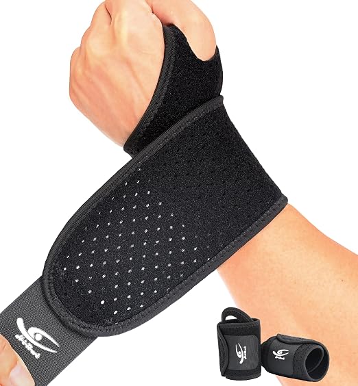 Breathable Wrist Brace (2 Pack) for Relieve Wrist Pain from Carpal Tunnel, Arthritis, Tendonitis, Sprain, TFCC | Adjustable Wrist Wraps Support for Weightlifting, Tennis - Fits All (Black)