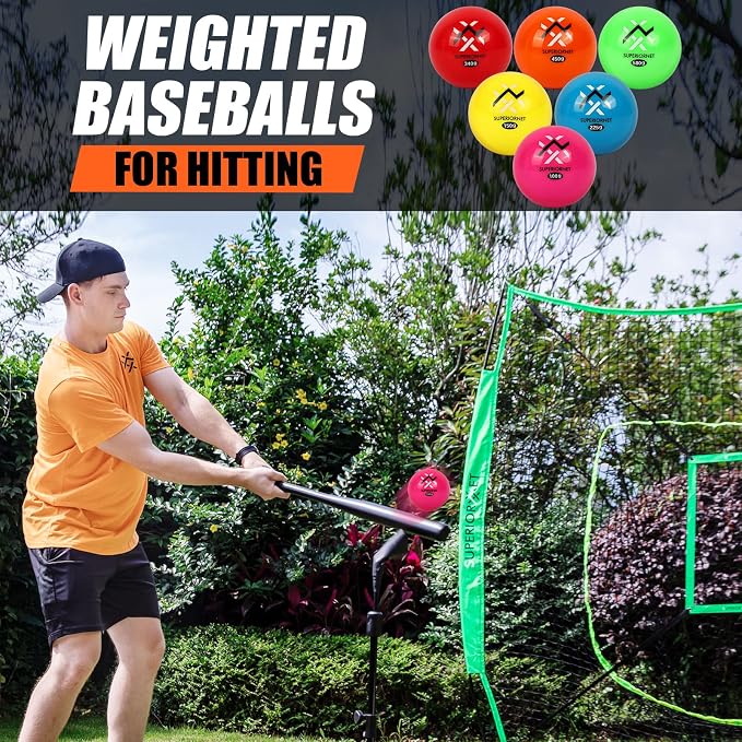 6 Pack Poly Practice Baseballs & Softballs, Various Weighted Balls for Throwing, Hitting and Pitching