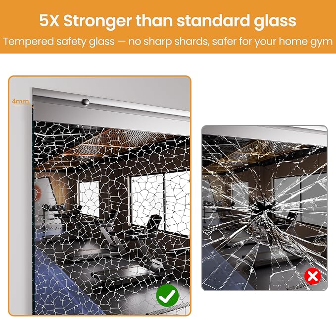 48X24 3Pack Large Home Gym Mirror, Frameless Tempered Glass Dance Wall Mounted Mirror for Home, Yoga, Dancing, Studio, Living Room | Frameless | Tempered Glass | Large Workout Mirrors for Home Gym, Dance Studio, Yoga Room, Garage Gym