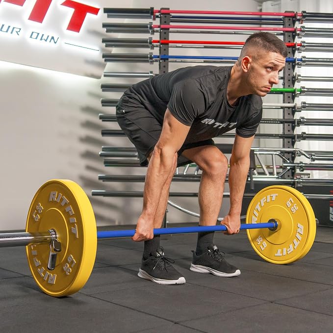 RitFit Elite 7ft Olympic Barbell, Robust 45lb Barbell for Weightlifting and Powerlifting, Superior Olympic Bar with Exceptional 500lbs Load Capacity, Weight Bar for 2” Standard Plates