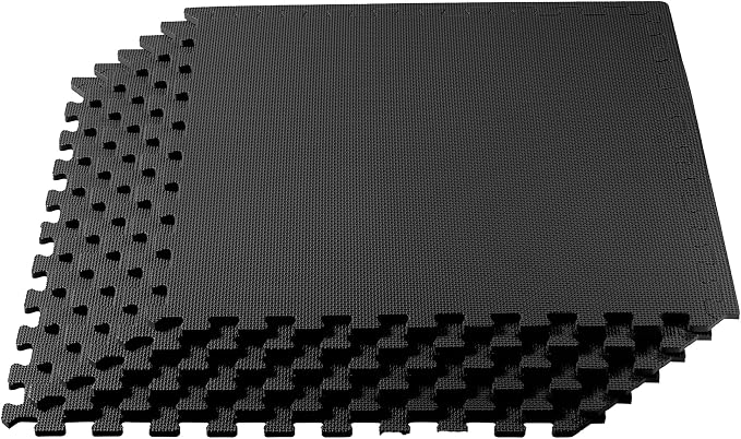We Sell Mats 1/2 Inch Thickness Multipurpose EVA Foam Floor Tiles, Interlocking Floor Mat for Indoor Gym and Home Use, 24 in x 24 in, Black