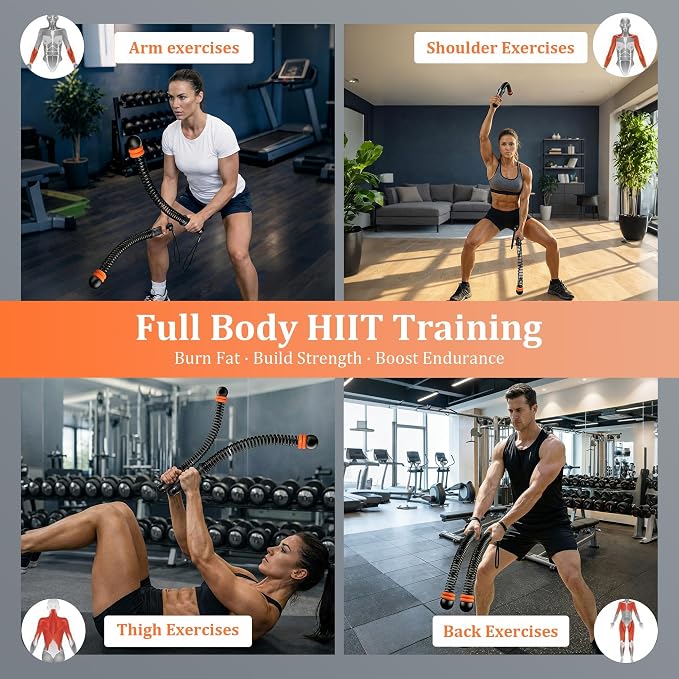 2pcs Adjustable Ropeless Weighted Cordless Battle Ropes for Home Gym(Black) | Portable Exercise Training Rope for Indoor and Outdoor Home Gym Workout, Adjustable Weighted Cordless Ropeless Battle Ropes