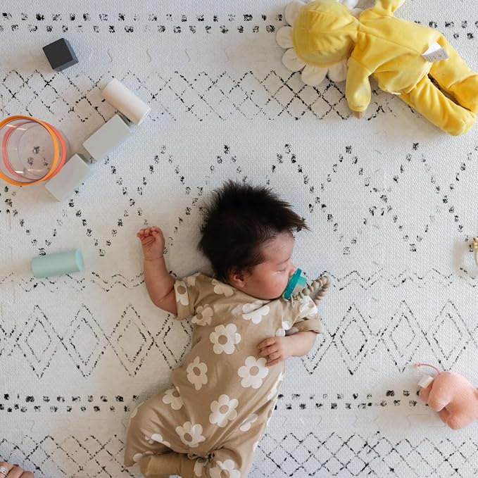 Little Landings Baby Play Mat for Floor - Boho (8x8ft) - Premium EVA Foam Play Mat for Babies & Toddlers (Ages 0-5+) - Non-Toxic Playmat for Tummy Time, Crawling & Playroom - Stylish & Comfortable