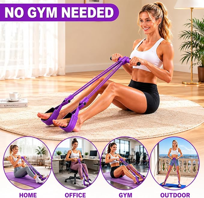 Pedal Resistance Bands with Handles, Separated 8-Tube Multifunction Exercise Bands, Yoga Tension Rope, Natural Rubber Elastic Equipment for Abdomen, Waist, Arm, Leg Stretching