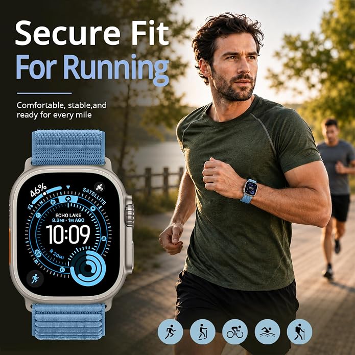 Nylon Loop Sport Band Compatible with Apple Watch Ultra 3 2 Band 49mm 46mm 45mm 44mm 42mm 41mm 40mm 38mm Women Men, Stretchy Strap Elastic Fabric Wristband for iWatch Series 11 10 SE 9 8 7 6 5 4 3 2 1