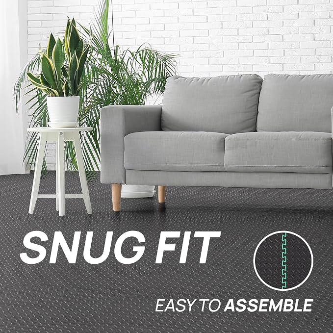 Yes4All EVA Interlocking Mats, Puzzle Floor Tiles, Foam Floor Padding with Border for Furniture, Home Space, Living Room, Garage 11 SQFT