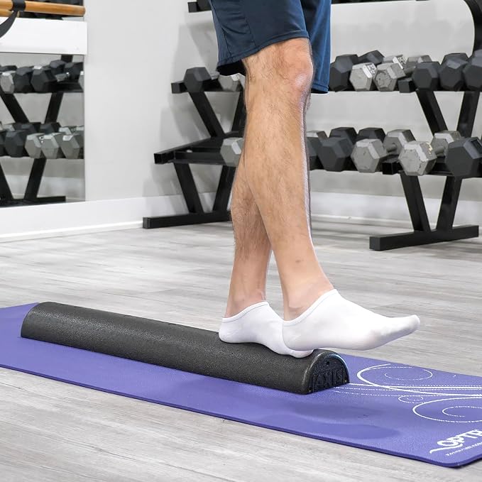 OPTP AXIS Firm Density Foam Roller – Half-Round, Black, 36" X 3" | High density firm foam roller for physical therapy, yoga, Pilates, fitness exercise & sports training, Heat-molded EPP foam
