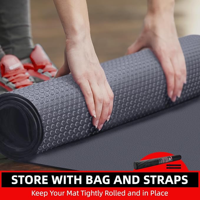 GymCope Large Exercise Mat for Home Workout,12‘x6’/10'x6'/9'x6'/8'x6'/7'x5'/6'x4' (7mm) Extra Thick Workout Mat, High-Density Gym Mat for Cardio, Jump Rope, MMA, Weights (Shoe-Friendly)