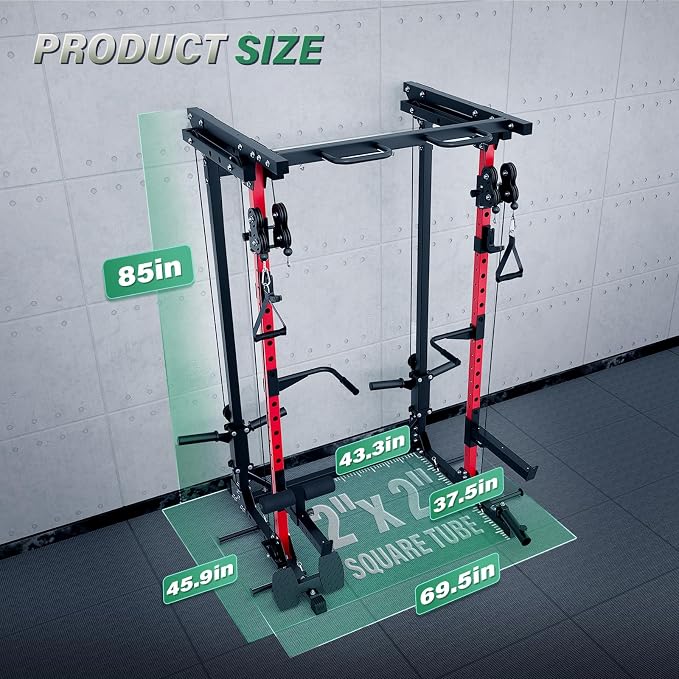 MAJOR FITNESS Drone3 Power Rack, 2500lbs Multi-Function Home Gym Squat Rack with Dual Pulley System, Pull-Up Bar & J-Hooks, Heavy-Duty Steel Frame for Maximum Stability & Strength Training