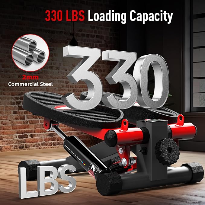 HARISON Mini Stepper with LCD Monitor, 330 LB Capacity for Home Cardio | Compact Stair Training Machine With Quiet Hydraulic Resistance, Portable Design For Under Desk Workouts & Small Spaces