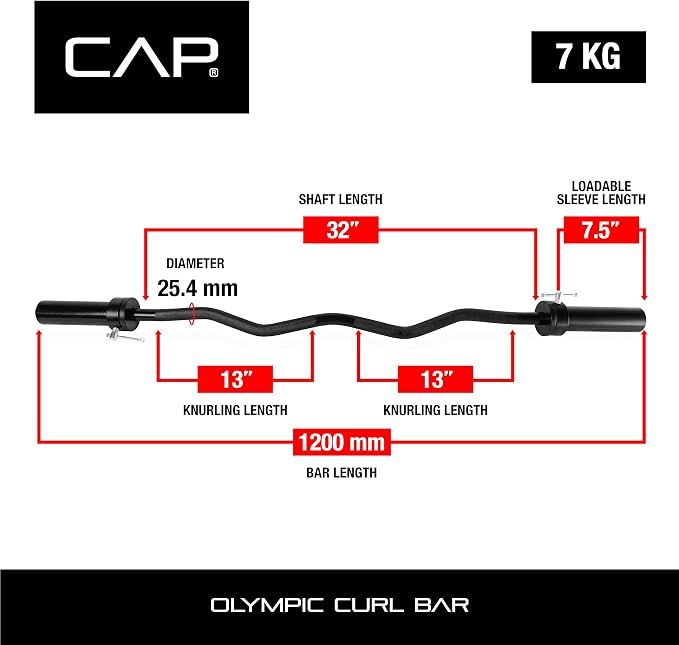 CAP 47" Olympic EZ Curl Bar | Heavy Duty Solid Steel, 200 lb Capacity