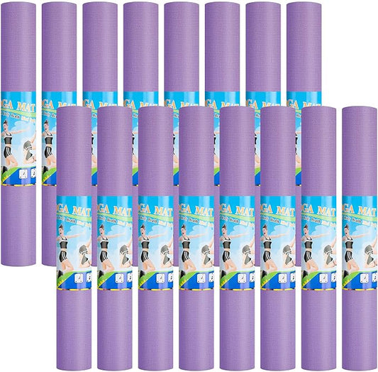Funtery 3 mm Thin Yoga Mats Bulk, 68 x 24 Inches Lightweight PVC Exercise Mats Non Slip Workout Fitness Pads for Yoga Pilates Stretching Classes Gym Home Studio