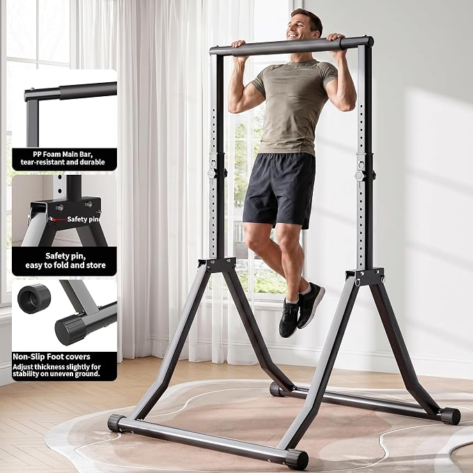 Foldable Pull Up Bar Station 66.1''-84.6'' Power Tower