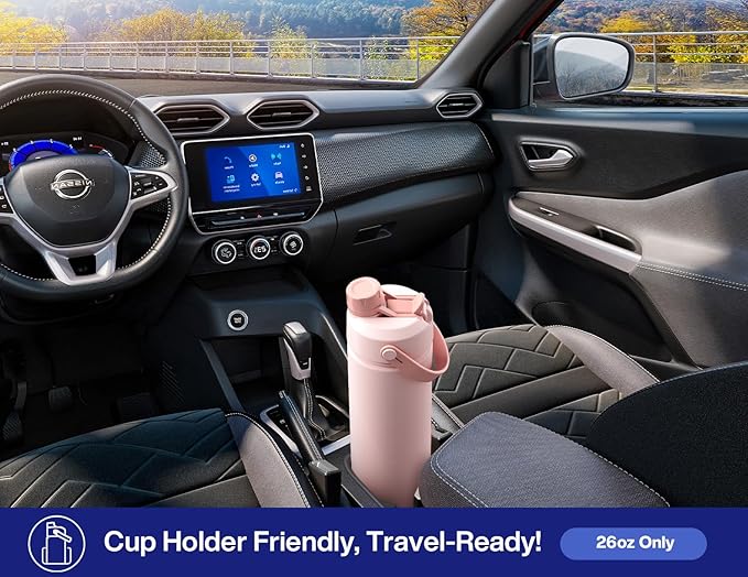 POWCAN 26 oz Insulated Water Bottle with 2-in-1 Straw and Spout Lid, Keep Cold 24H, Leak-Proof, Fits in Car Cup Holder, Stainless Steel Water Bottle for Gift, Art Studio & Daily (Sunward Glow)