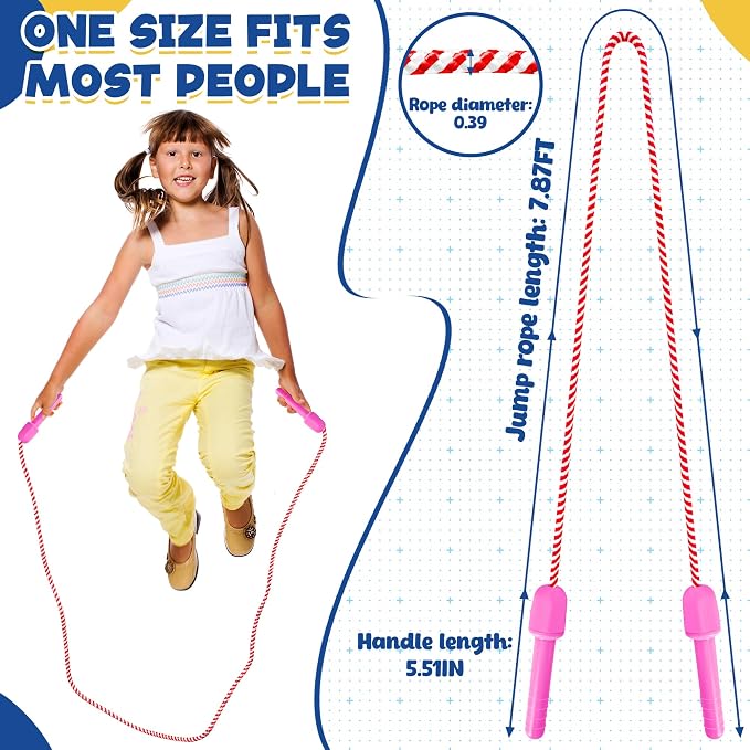10 Pack Kids Jump Rope, Adjustable Nylon Skipping Ropes for Fitness | 7.87 Ft, 5.51 In Handles, Lightweight Jump Rope, Gradient Skipping Rope, Indoor Outdoor Games, School Active Play