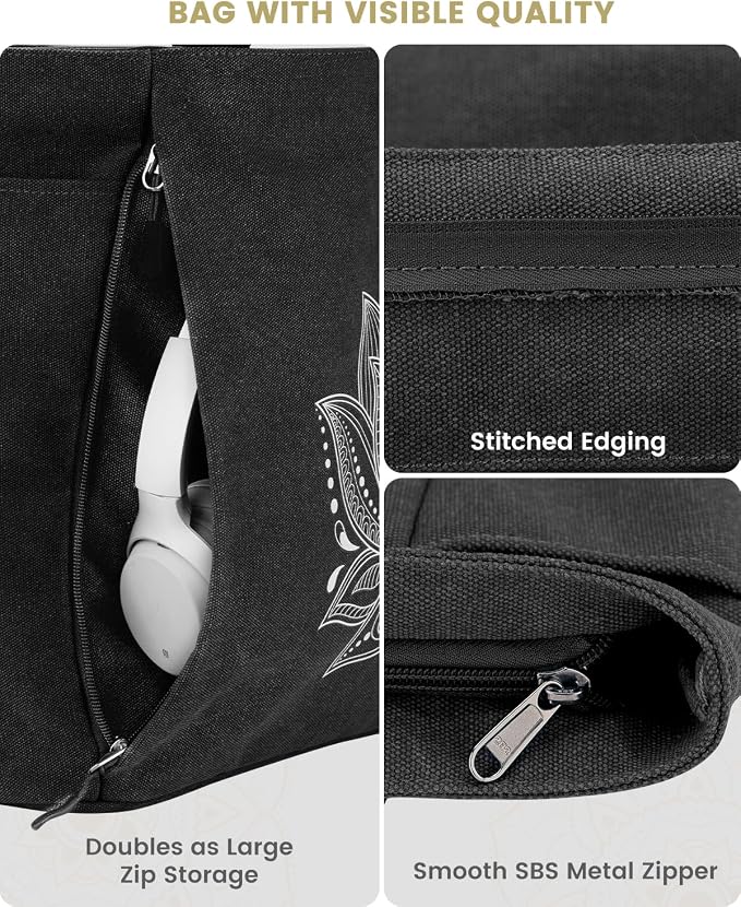 Gonex Yoga Mat Bag with Zipper Mat Carrier Canvas Gym Tote | Durable Canvas, Zipper Closures Prevent Slipping, Quick Access, Bottle Holder, Fits Yoga Blocks, Gym & Travel Use