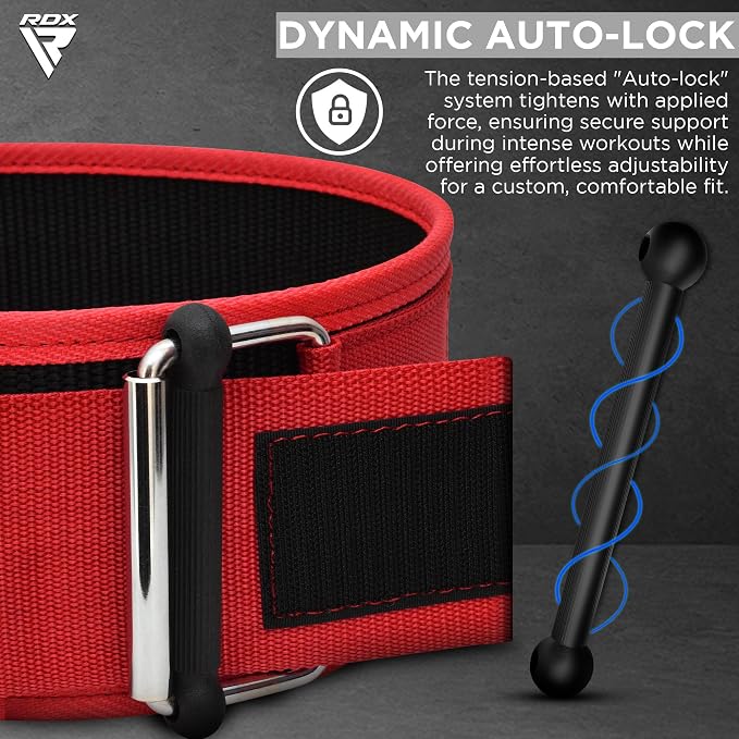 RDX Weight Lifting Belt - AUTO LOCK 4” Premium Adjustable Gym Belt for Olympic Cross Training - Support for Men Women Functional Fitness Workout - WOD Powerlifting Bodybuilding Weightlifting Deadlift