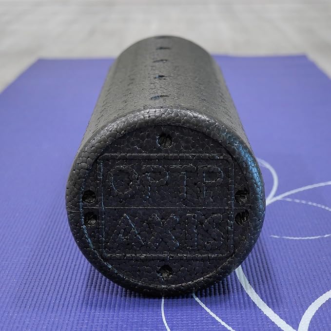 OPTP AXIS Firm Density Foam Roller – Round, Black, 18"L X 6" | High density firm foam roller for physical therapy, yoga, Pilates, fitness exercise & sports training, Heat-molded EPP foam