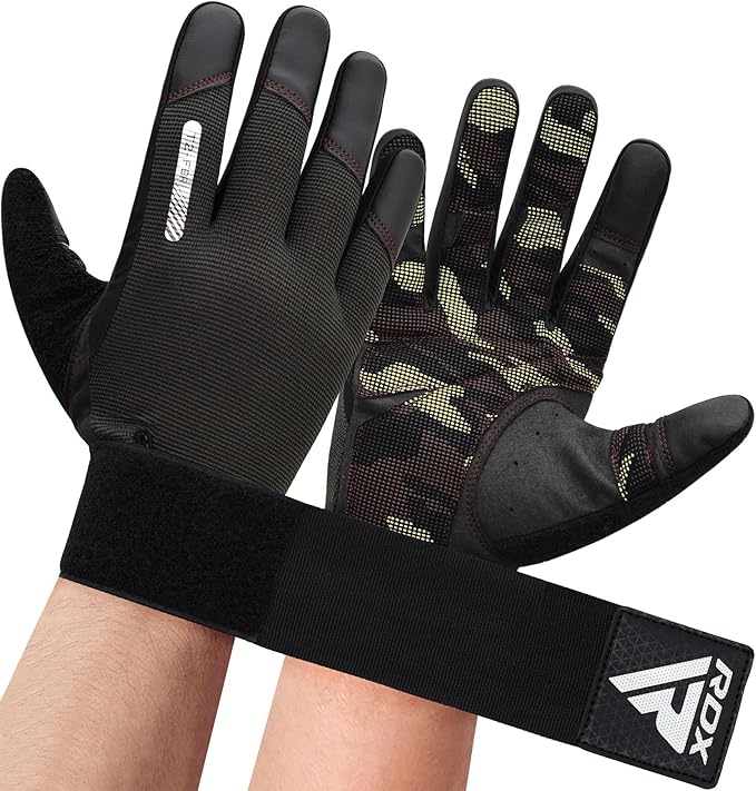 RDX Weight Lifting Gloves with Wrist Support -Touch Screen Full Finger Gym Workout, Breathable Anti Slip Padded Grip, Men Women Fitness Training, Powerlifting Bodybuilding HIIT Exercise Weightlifting