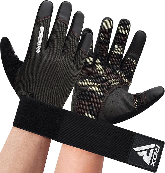 RDX Weight Lifting Gloves with Wrist Support -Touch Screen Full Finger Gym Workout, Breathable Anti Slip Padded Grip, Men Women Fitness Training, Powerlifting Bodybuilding HIIT Exercise Weightlifting