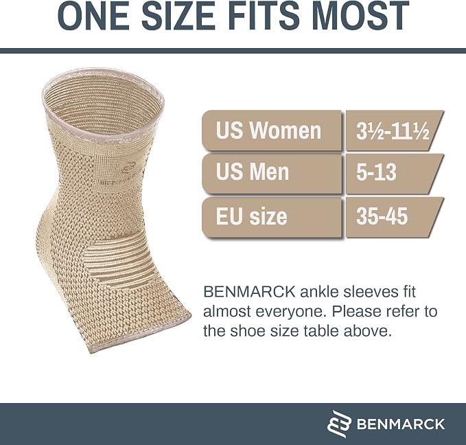 Benmarck Achilles Tendon Support Brace, Plantar Fasciitis Sock, Ankle Compression Sleeve For Running, Tendonitis and Flat Feet Relief