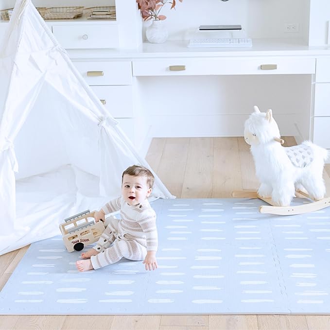 Little Landings Baby Play Mat for Floor - Shoreline (6x6ft) - Premium EVA Foam Play Mat for Babies & Toddlers (Ages 0-5+) Non-Toxic Playmat for Tummy Time, Crawling & Playroom - Stylish & Comfortable