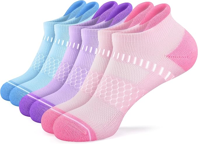 IRAMY Light Compression Socks for Women Arch Support Athletic Cushioned Anti-Blister Comfort Running Ankle Socks 3/5 Pairs