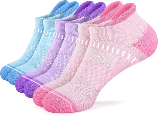 IRAMY Light Compression Socks for Women Arch Support Athletic Cushioned Anti-Blister Comfort Running Ankle Socks 3/5 Pairs