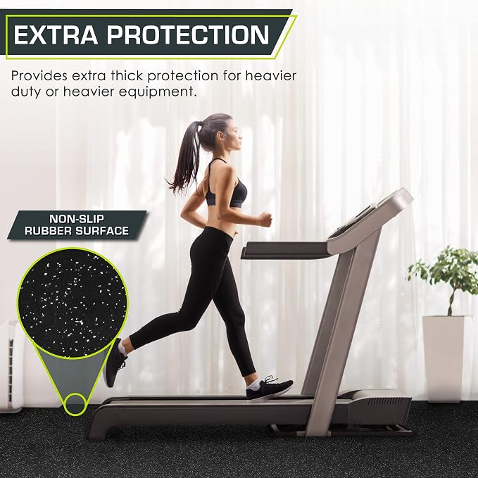 ProsourceFit Rubber Top Exercise Puzzle Mat ¾-inch, EVA Foam, Protective Interlocking Tiles for Home Gym Equipment and Workouts; Grey, 48 SQ FT, 12 Tiles