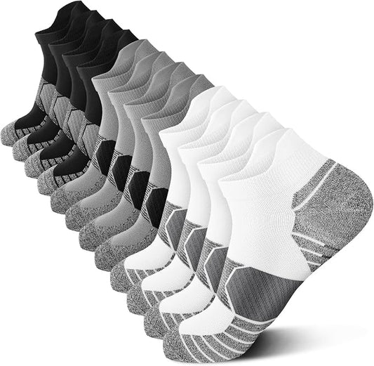 Ankle Compression Socks for Women 6 Pairs Running Socks with Arch Support | Athletic Womens Ankle Socks for Running, Gym, Workouts, Long-Distance Walking, Travel, Daily Use, Relieve Plantar Fasciitis