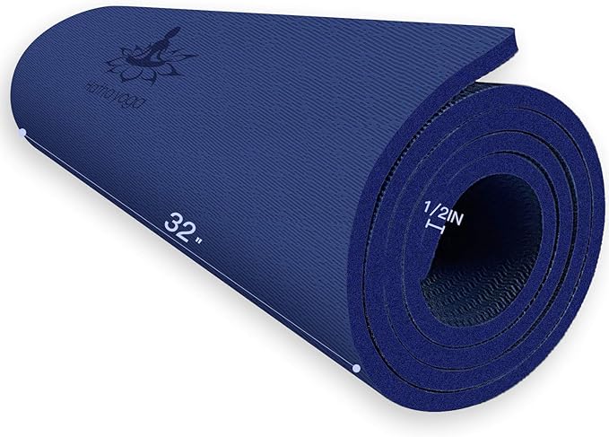 Hatha Yoga Extra Thick TPE Yoga Mat - 72"x 32" Thickness 1/2 Inch -Eco Friendly- With High Density Anti-Tear Exercise Mats For Home Gym Travel & Floor Outside