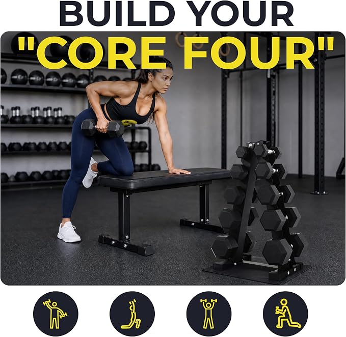 HulkFit 160-550LB Rubber Hex Dumbbell Set with Storage Rack, Solid Cast Iron Dumbbells for Full Body, Anti-Slip Grip, Weights Dumbbells Set for Home Gym Training