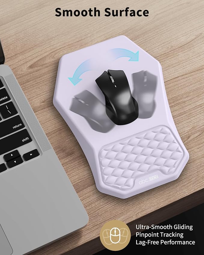 Ergonomic Mouse Pad Wrist Rest and Keyboard Wrist Rest Support Set | Massage Design Mousepad for Carpal Tunnel Pain Relief, Memory Foam, Non-Slip PU Base for Computer Desk, Purple