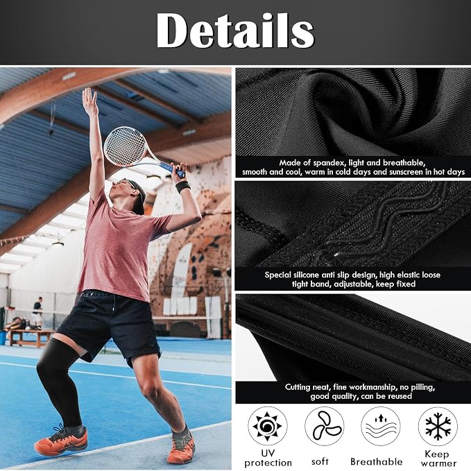 Tatuo Leg Sleeves Compression Long Knee Sleeve UV Protect for Men Women Sport Basketball Football
