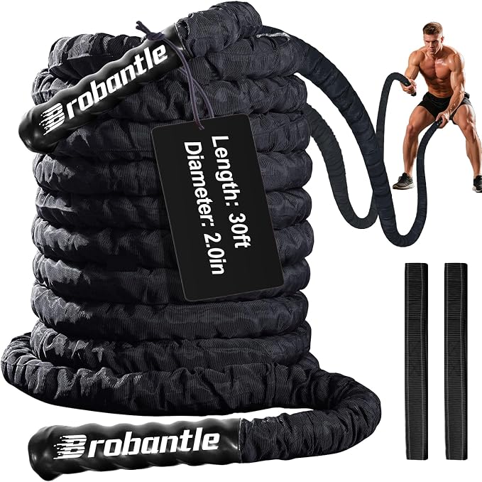 Battle Rope 1/1.26/1.5/2 Inch Diameter,Pink 30FT/40FT/50FT Exercise Workout Ropes for Home Gym Heavy Weighted Training Rope for Working Out