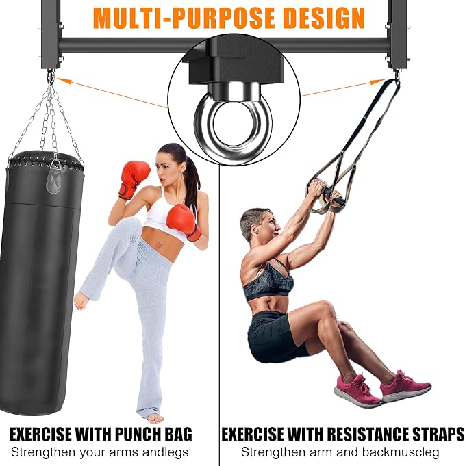 Ceiling Mounted Pull Up Bar, Heavy Duty 700 LBS Multi Grip Pull Up Bars, 16"/24" Rafter Chin Up Bar, Ceiling Joist for Garage/Gym/Basement with Comfortable Grip & Round Anchors, Easy to Install
